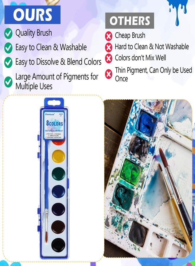 Zhenbuco Watercolor Paint Set for Kids - Bulk Pack of 10, 8 Colors Washable Water Color Paints Sets with Paintbrush, Kids Watercolor Paint Set for Coloring, Art, Classrooms and Valentines Paint Supplies - Image 4